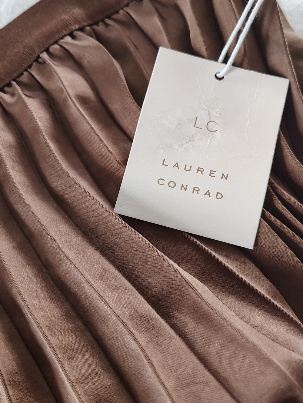 LC Lauren Conrad Chocolate Brown Pleated Midi Skirt XXL - Picture 10 of 11